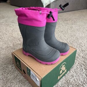 EUC Kamik Fuchsia and Charcoal Kids' Snow Boots size 9
